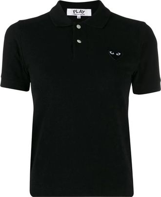 Comme Des Gar&ccedil;ons Heart-Patch Polo Shirt - Dames - Polos - Zwart - XL - Katoen - Tops