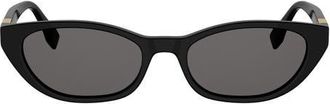 Fendi Baguette 54mm Cat Eye Sunglasses in Shiny Black /Smoke at Nordstrom
