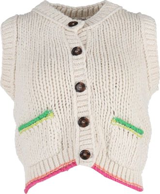 Re/Done Re/Done Knitted Sleeveless Cardigan in Ivory Cotton