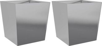 vidaXL Garden Planters 50x50x50 cm 2 pcs Galvanised Steel Vidaxl