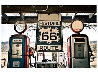 Schubiger M&ouml;bel Digitaldruck auf Glas Route 66
