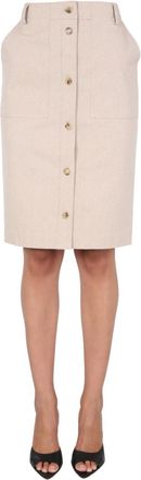Moschino Beige Solid Knee Length Skirt
