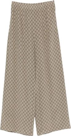 Gucci Wide Tutto GG Broeken - Dames - Wijde Broeken - Beige - M - Broeken
