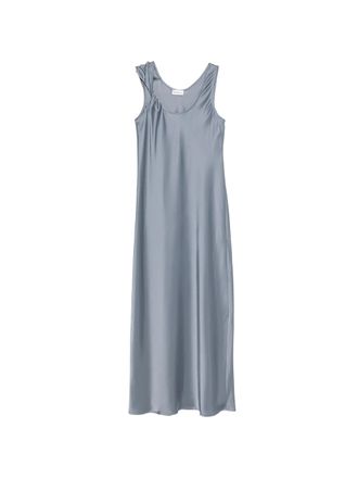 Marella Blue Mmlovale Satin-Finish Sleeveless Maxi Dress