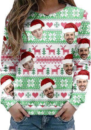 Generic Personalised Xmas Jumper for Men Women, Funny Custom Christmas Jumper with Face Photo Design Own Christmas Jumpers Personalised Sweatshirt Customized 
