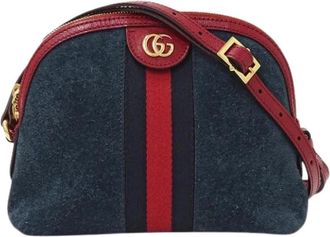 Gucci Pre-owned Cross Body Bags, female, Blue, Size: ONE SIZE Pre-owned Suede Cross Body Bag