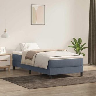 vidaXL Cama Box Spring Con Colch&oacute;n Terciopelo Gris Oscuro 90x220 Cm Vidaxl