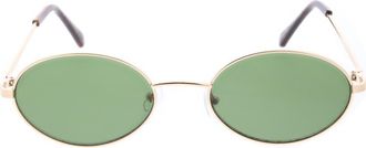 BCBGeneration 58mm Slim Metal Oval Sunglasses in Shiny Gold/green at Nordstrom Rack