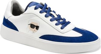 Karl Lagerfeld Philippe Mixed Media Sneaker in White/Blue at Nordstrom Rack, Size 10.5