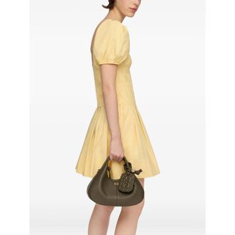 Ganni Pebbled Leather Shoulder Bag - Green