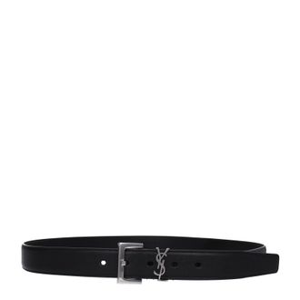 Saint Laurent Herrens G&uuml;rtel Leder Schwarz