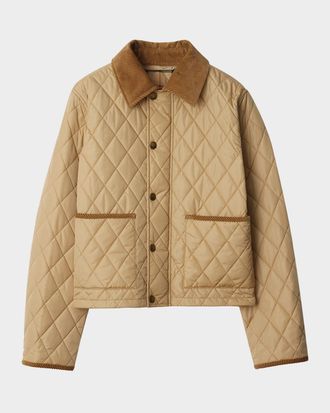 Burberry Corduroy-Collar Quilted Jacket