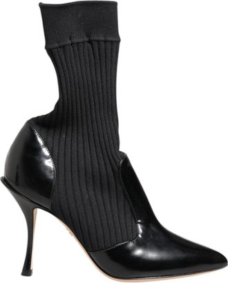 Dolce & Gabbana Black Stretch Stilettos Booties Socks Womens Shoes (Pre-Owned)