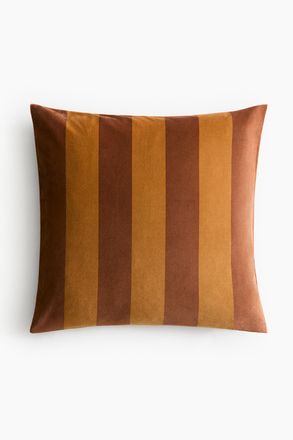 H&M Gestreifte Kissenh&uuml;lle aus Samt - Beige