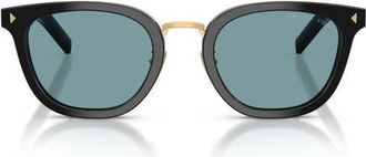 Prada 52mm Polarized Cat Eye Sunglasses in Black /Green Polar at Nordstrom