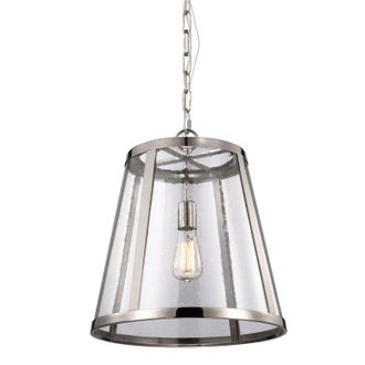 Loops 1 Bulb Ceiling Pendant Light Fitting Highly Polished Nickel LED E27 60W in Metallics