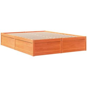 vidaXL Cama Sin Colch&oacute;n Madera Maciza Pino Marr&oacute;n Cera 150x200 Cm Vidaxl
