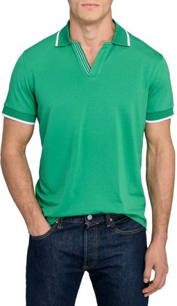 ConStruct Slim Fit Solid Johnny Collar Short Sleeve Polo in Green at Nordstrom, Size Xx-Large