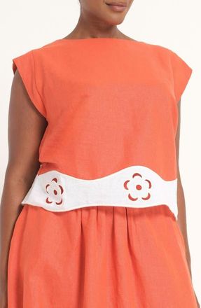 Estelle Kaia Colorblock Embroidered Top in Persimmon at Nordstrom, Size 16W
