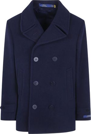 Polo Ralph Lauren Peacoat Single Breasted Coat - Heren - Mantels - Blauw - Maat: L Zijde