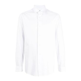 Emporio Armani ASV Lyocell-blend Jersey Shirt - Heren - Zakelijke Overhemden - Wit - 2XL - Katoen - Overhemden