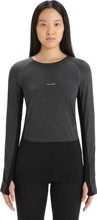 Icebreaker 125 ZoneKnittm Long Sleeve Crewe Womens Clothing Jet Heather/Black/Metro Heather : MD, Lyocell/Mesh/Wool