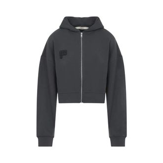 PANGAIA Pangaia - Cropped Zip Up Hoodie - Dames - Sweatshirts & Hoodies - Zwart - Maat: XS Katoen