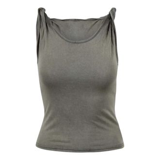 Diesel Sleeveless Tops, female, Green, Size: S Sleeveless Top with Braided Straps