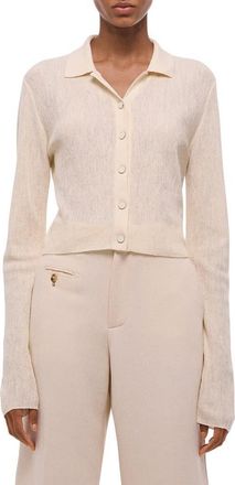 Helmut Lang Raw Edge Linen Blend Cardigan in Ivory at Nordstrom, Size X-Small
