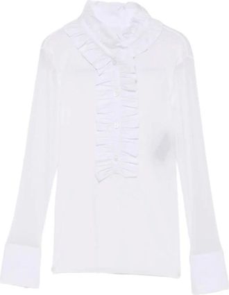 D.exterior Camicetta con Maniche Lunghe e Volant - - Blouses & Shirts - Donna - Bianco - L