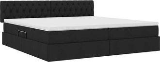 vidaXL Bed with LED Strip Lights Black 200 x 200 cm Fabric vidaXL