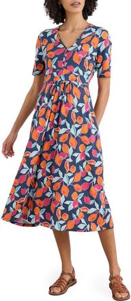 Seasalt Cornwall Carwynnen Citrus Print Midi Dress in Lemon Sketch Ship at Nordstrom, Size 10 Us