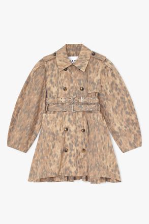 Ganni Burro Trench Coat in Printed Cotton - Size 10/12 Organic