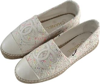 Chanel White Tweed Espadrilles Size 36
