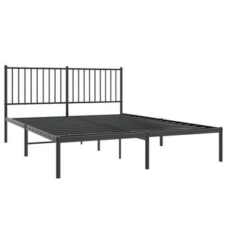Berkfield Home Metal Bed Frame with Headboard Black 160x200 cm