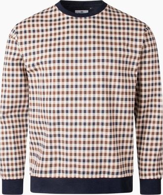 Aquascutum Mens Aquascutum Active Iconic Crewneck Beige Check Sweatshirt