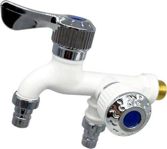 OEM Grifo Para Lavadora, Una Entrada Y Dos Salidas, Interruptor Doble, Rosca De 1/2 Pulgada - Blanco