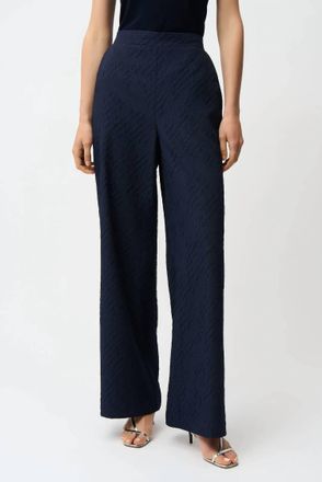 Joseph Ribkoff Geometric Textured Pull-On Wide Leg Pants In Midnight Blue