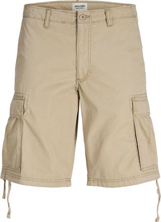 Jack & Jones Cargohose JACK & JONES JPSTCOLE FRANK CARGO SHORT MID SN, Herren, Gr. XXL, N-Gr, crockery, Web, Obermaterial: 100% Baumwolle, unifarben, Hosen Cargoho