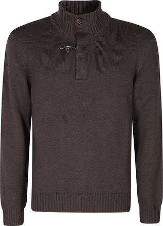 Fay Brown Hook Turtleneck Wool Sweater