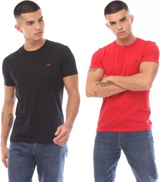 Emporio Armani Mens Emporio Armani 2 Pack of T-Shirts in Black Red