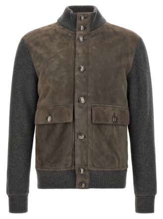 Brunello Cucinelli Grey Mock Collar Jacket