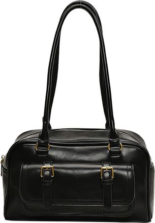 Generic ETOYA PU Armpit Bag with Top Handle Solid Color Pillow Bag for Women Travel (Black)