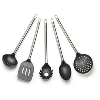 Excelsa Excelsa Classic Set Utensili da Cucina, Nylon, Nero, 5 Unit&agrave;