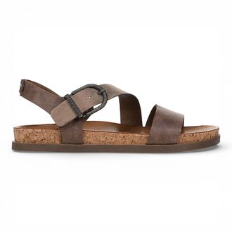 Blowfish Dames bruin zilveren voetbed met bandjes platte sandalen - Lance