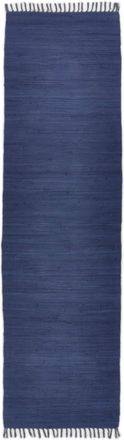 THEKO Alfombra reversible de algod&oacute;n tejida a mano - azul - 70x250 cm