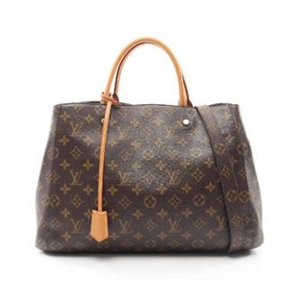 Louis Vuitton Pre-owned Montaigne GM Monogram Coated Canvas Tote Bag - Dames - Pre-owned - Bruin - Maat: ONE Size Leer