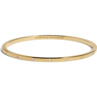 Monica Vinader Lab Grown Diamond Station Bangle in 18K Gold Vermeil /Diamond at Nordstrom, Size Medium