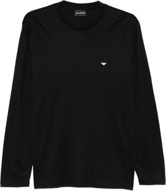 Emporio Armani Logo-detail T-shirt met lange mouwen - Heren - Longsleeves - Zwart - L - Katoen - Tops