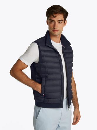 Tommy Hilfiger Steppweste TOMMY HILFIGER MIX MEDIA VEST, Herren, Gr. XXL, blau (desert sky), Web, Obermaterial: 72% Baumwolle, 28% Polyester, Westen Steppweste, R&uuml;ck